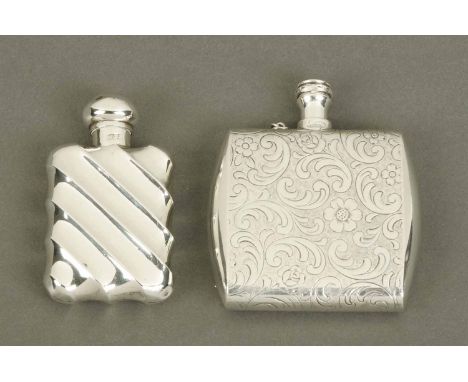 A late 19th century Continental silver scent flask, foliate engraved, stamped "835", width 64 mm, and a late Victorian silver