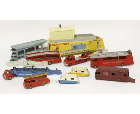 Dinky car transporters, (582) Pullman, Evicta 794 loading ramp, (984) car carrier and trailer, a Corgi Major Carrimore Bedfor