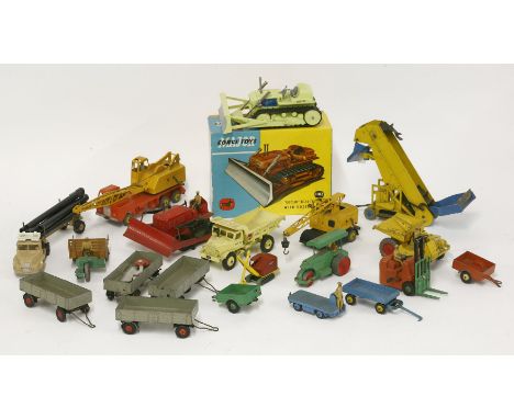A Corgi (1102) Euclid TC-12 tractor, with dozer blade, boxed, and other Dinky commercial vehicles, cranes and trailers (qty)
