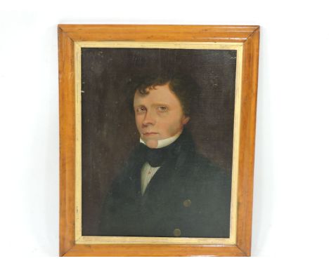 Newland (early 19th century)PORTRAIT OF WILLIAM DAVEY, BUST LENGTH, IN A BLACK COATInscribed and dated 1826 verso, oil on boa