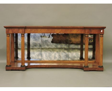 A reproduction inverted breakfront console table, 214cm wide
