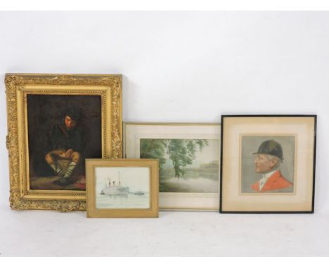 Olivia M BrydenENGLISH SCHOOLa profile portrait of a huntsmanpastel on paper, signed l/r.,together with a portrait of a sleep