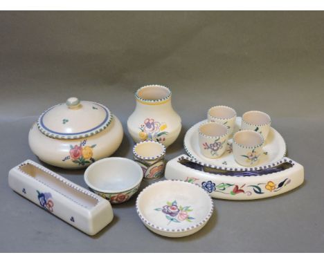 A small quantity of Poole pottery items to include, egg cups, vases, bowl, etc.