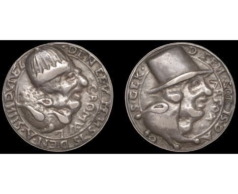 XV: Dutch and French Medals, Cromwell and Thomas Fairfax, a cast silver satirical medal, late 17th century (?), unsigned, den