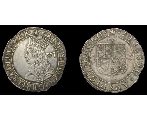 XI: Hammered Coins of Charles II, Third issue, Sixpence, mm. crown, crowned bust left, with inner circles and mark of value, 