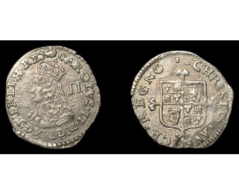 XI: Hammered Coins of Charles II, Second issue, Twopence, mm. crown on obv. only, crowned bust left, no inner circles, with m