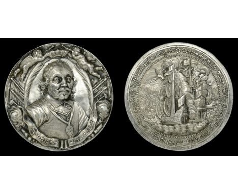 XV: Dutch and French Medals, Death of Admiral Martin Tromp, 1653, a cast hollow silver medal or plaquettepenning by O. (Woute