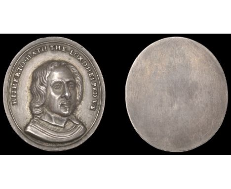 XVI: Later Cromwell Medals, Cromwell, c. 1650, a uniface oval cast and chased (?) silver medal, c. 1740, after T. Simon, bust