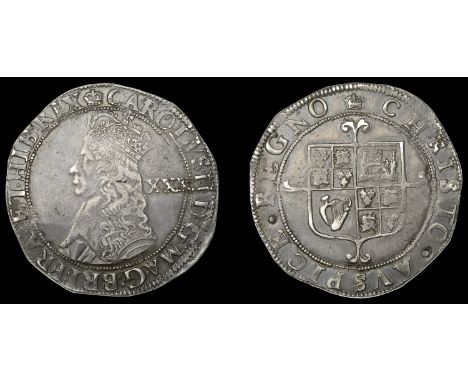 XI: Hammered Coins of Charles II, Third issue, Halfcrown, mm. crown, crowned bust left, with inner circles and mark of value,