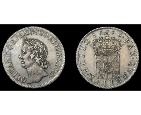 IV: Coins of Oliver Cromwell, Pattern or Trial Broad of 20 Shillings, 1656, by T. Simon, in silver, from the same dies as pre