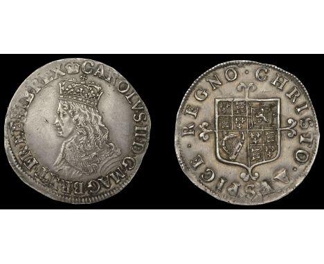 XI: Hammered Coins of Charles II, First issue, Shilling, mm. crown on obv. only, crowned bust left, no inner circles or mark 