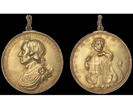 XVIII: Cast Copies, Restrikes and Electrotypes of Medals, Lord Protector, c. 1655-8, a cast silver-gilt medal, probably mid-1