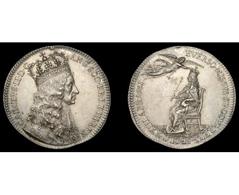 XIII: Medals of Charles II by Simon, Charles II, Coronation, 1661, a struck silver medal by T. Simon, from the same dies as p