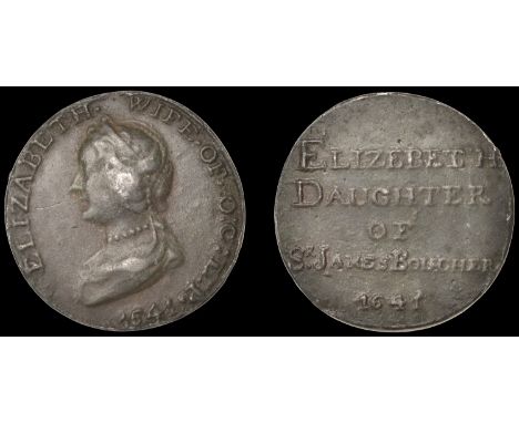 XVI: Later Cromwell Medals, Elizabeth Cromwell, 1641, a cast lead medal, unsigned, bust left, elizabeth wife of o c l p, rev.