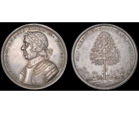 XV: Dutch and French Medals, Death of Oliver Cromwell, 1658, a large struck silver medal, late 17th century (?), unsigned (of