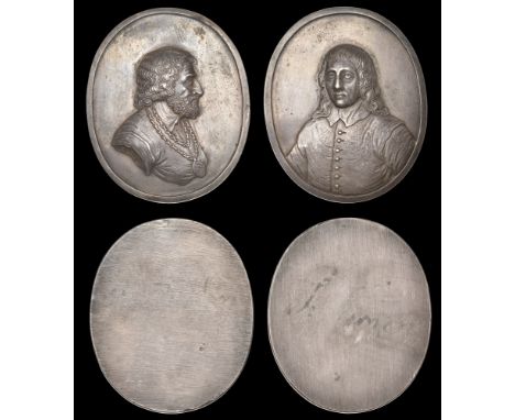 XVI: Later Cromwell Medals, Abraham and Thomas Simon, a pair of uniface cast silver portrait medals, c. 1750, probably by J. 