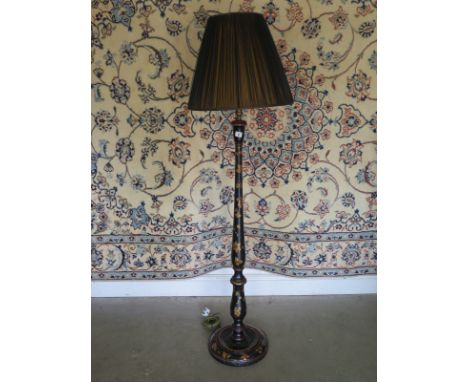 An ornate floral decorated modern standard lamp and shade - 162cm tall 