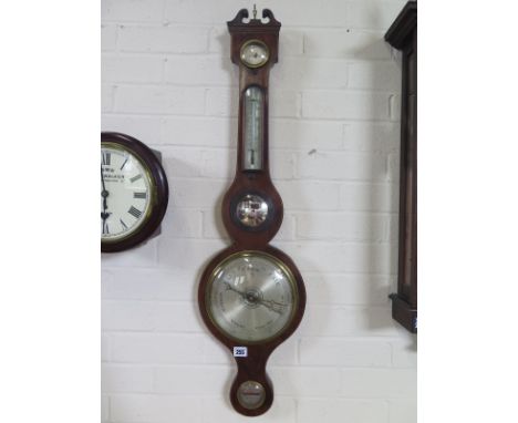 A 19th Century mahogany wheel barometer by A Guarnerio, St Ives - 95cm Tall 