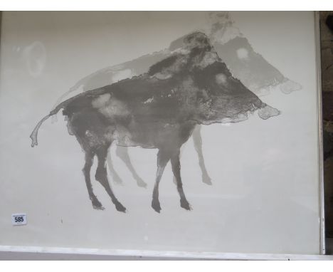 A Print of a Boar, possibly Elisabeth Frink - 51x65cm - generally good, knocks to frame, unsigned 