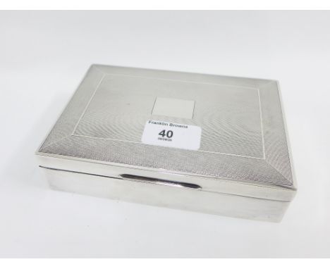 Silver table box, Viners Ltd, Sheffield 1960,  with engine turned hinged lid and cedar lined interior, 12 x 16.5cm 