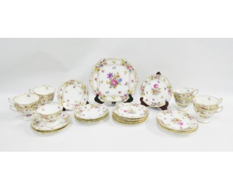 Hammersley Dresden Sprays china teaset comprising nine cups, six saucers, ten side plates and a cake plate (a lot) 