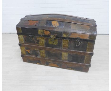 Domed top and brass bound  storage trunk, 62 x 95cm 