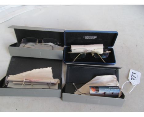 Four pairs of Lindberg titanium spectacle frames (cased)