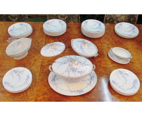 A Victorian part dinner set white ground with purple pineapple design and Royal Worcester Lynbrook dinner set