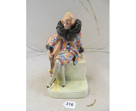 A Wilhelm Thomasch figure of Pierrette with lute model 5080 and also marked 236 18