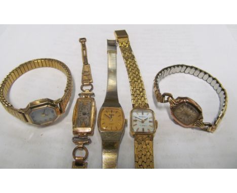 A Rotary watch, 9ct gold watch (not working) and three watches