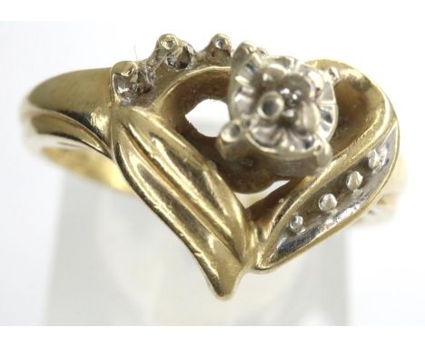 9ct gold and diamond heart shaped ring, size N, 3.0g. P&amp;P Group 1 (£14+VAT for the first lot and £1+VAT for subsequent lo