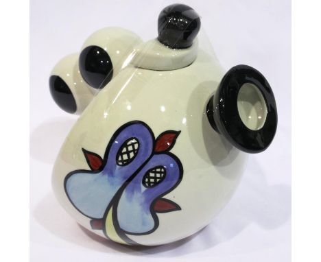 Lorna Bailey balloon handle teapot in the Lakeside pattern, H: 18 cm, small chip to base. P&amp;P Group 2 (£18+VAT for the fi