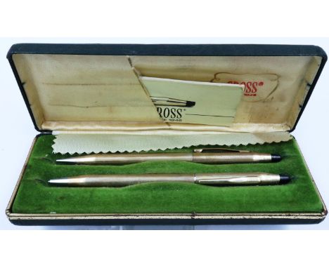 Gold plated Cross Bank of America pen and pencil set. P&amp;P Group 1 (£14+VAT for the first lot and £1+VAT for subsequent lo