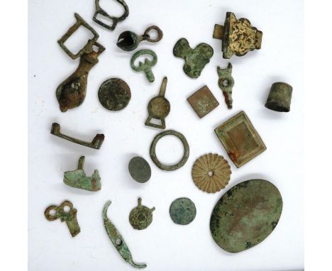 Mixed metal detecting finds, Roman to Victorian. P&amp;P Group 0 (£5+VAT for the first lot and £1+VAT for subsequent lots) 