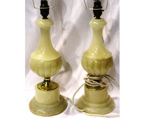 Pair of alabaster table lamps, H: 45 cm. All electrical items in this lot have been PAT tested for safety and have passed. Th