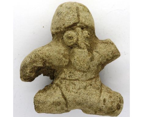 Early fired clay figurine, H: 52 mm. P&amp;P Group 0 (£5+VAT for the first lot and £1+VAT for subsequent lots) 