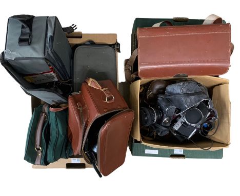 Vintage and later cameras and accessories, including Nikkormat EL camera, Praktica L2, Praktica L3 and other cameras, various