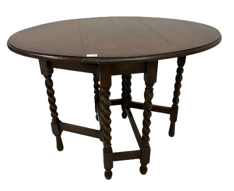 Oak barley twist drop leaf table; painted tin trunk (2)Dimensions: Height:&nbsp;74cm&nbsp; Length/Width:&nbsp;106cm&nbsp; Dep