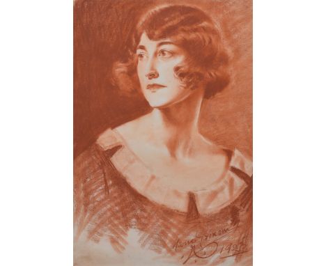 Count Mario Grixoni (1885-1945), Portrait of a young lady, signed and dated 1923, pastel, 54 x 36cm, 21.25 x 14.25in.Conditio
