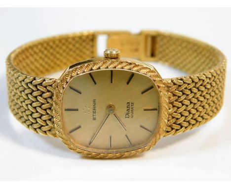 An 18ct gold Eterna Diana quartz wristwatch, not running 46.5g 