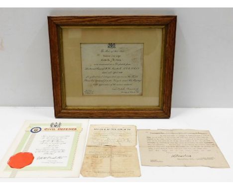 A framed WW1 Despatch note awarded Machine Gun Corps 62086 Pte. J. R. Moore regarding a mention 15th April 1918 from Lieutena