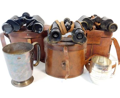 A pair of wartime binoculars owned by Col. W. S. Birdwood Colmer, one other military pair &amp; a pair of Carl Zeiss Telact 1