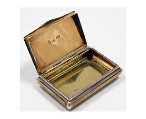 An 1838 Birmingham silver snuff box by Thomas T. Shaw, gilt lined to base &amp; rose colour lining to top, weight approx. 48g