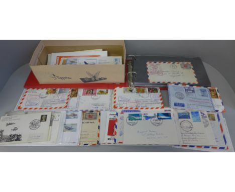 Stamps; flight covers in album and loose, including first flights 