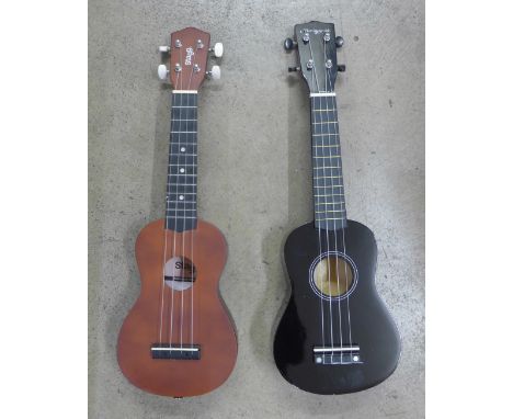 Two ukeleles, Martin Smith and Stagg 