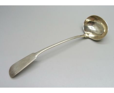 A provincial Scottish silver toddy ladle, marked WJ ABD, 29g 