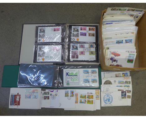 Stamps; a box of worldwide first day covers in albums and loose 