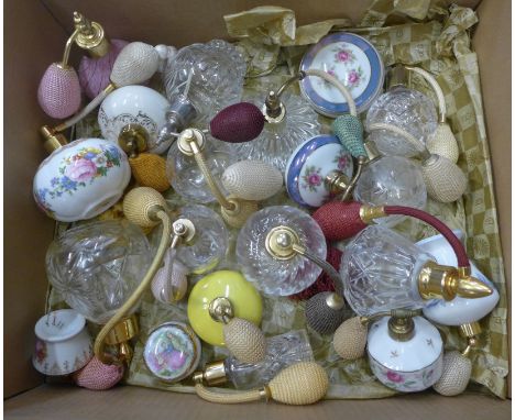 A collection of scent bottles (17) and a two trinket dishes 