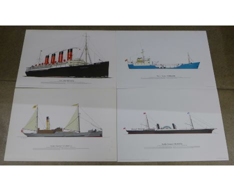 Eleven 1970s First Impression prints of liners and merchant vessels 