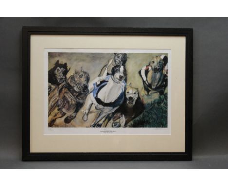 Angela Appersmith limited edition print "Determination" depicting greyhounds 121/650, 64 x 39 cm, framed and mounted, togethe